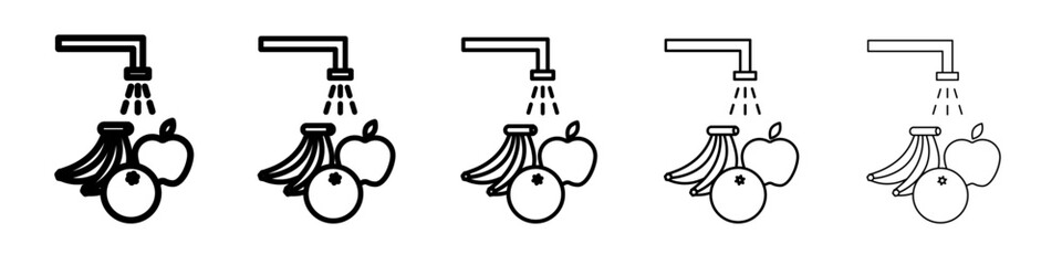 Fruits Washing icon vector outline symbol or illustration