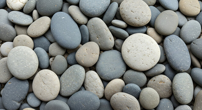 Smooth Gray and White River Rocks Background Texture