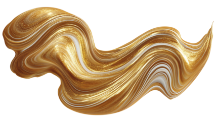 Swirl of shimmering gold body oil with fluid motion texture, realistic light reflection, isolated, high-resolution PNG