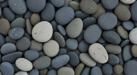 Smooth Gray and Blue Beach Stones Texture Background