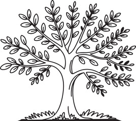 Obraz premium Simple Leafy Tree Outline: Nature, Growth, And Organic Design Element.