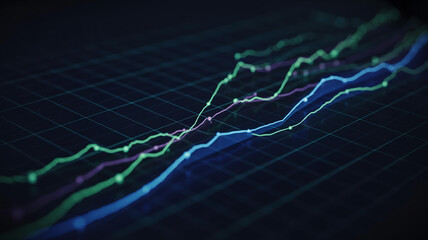 Blue green purple lines graph data image