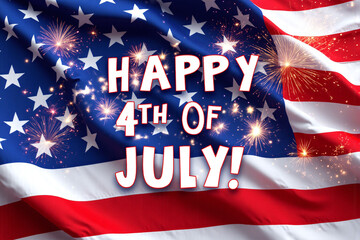 american flag with fireworks in the background and the words happy 4th of july