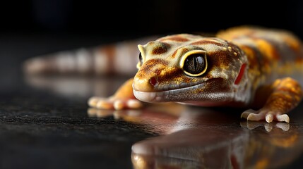 魅惑的な目を持つヒョウモントカゲモドキの接写