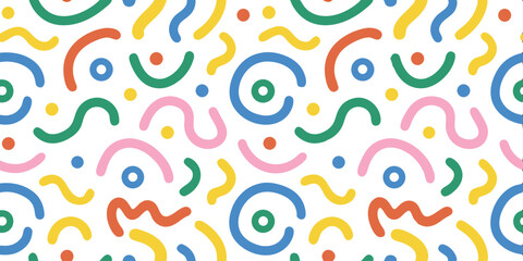 Vibrant Strokes and Shapes: Playful shapes and strokes in a dynamic array of colors compose a lively, inviting background, exuding a sense of joy and modern design. 