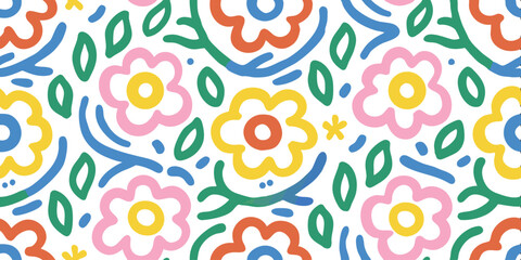 Floral Serenade: A vibrant symphony of hand-drawn blossoms dances across the canvas, a celebration of the beauty and delicate details of nature, exuding joy and harmony.