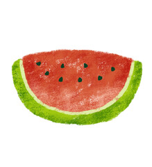 半分にカットしたスイカ　クレヨンタッチ