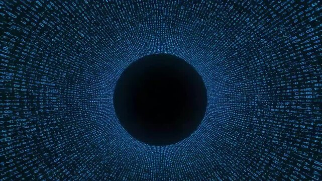 Flowing Digital Binary Code in Glowing Blue Light &ndash; Abstract Data Stream and Technology Depth Concept
