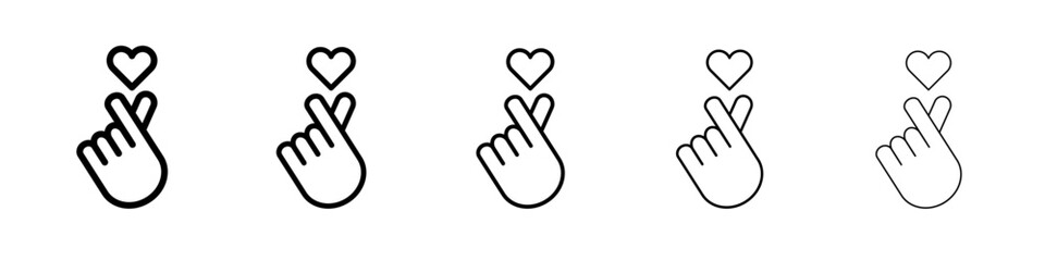 korean heart icon vector outline symbol or illustration