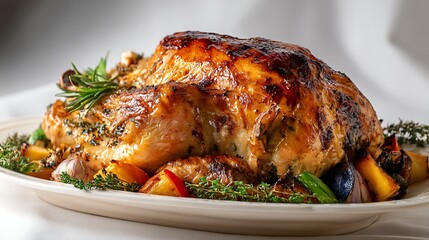 香草と野菜で焼き上げたジューシーなローストチキン