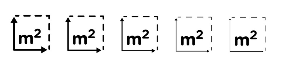 m2 area unit icon vector outline symbol or illustration