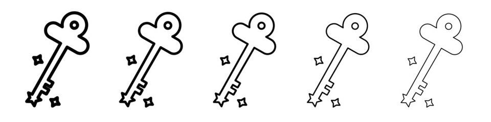 Magic Key icon vector outline symbol or illustration