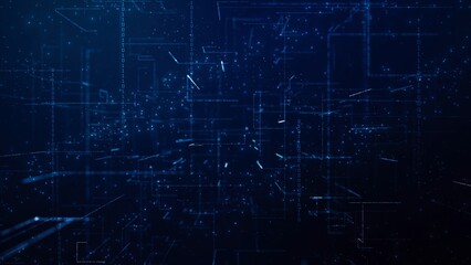 Abstract Technology Background with Glowing Blue Lines and Particles