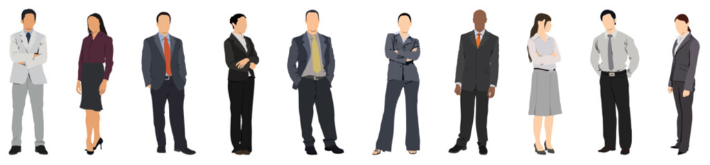 Business people collection. Males and females set. Isolated vector illustration.