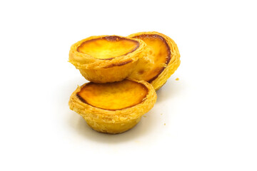 Egg tart the delicious crispy bakery on  white background