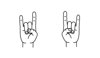 Obraz premium Hand Horns vector icon symbol in flat style. Hand Horns vector icon set in black and white filled and solid style