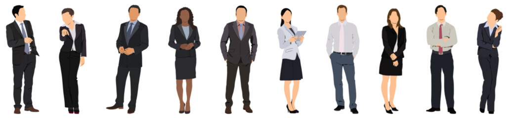 Business people collection. Males and females set. Isolated vector illustration.