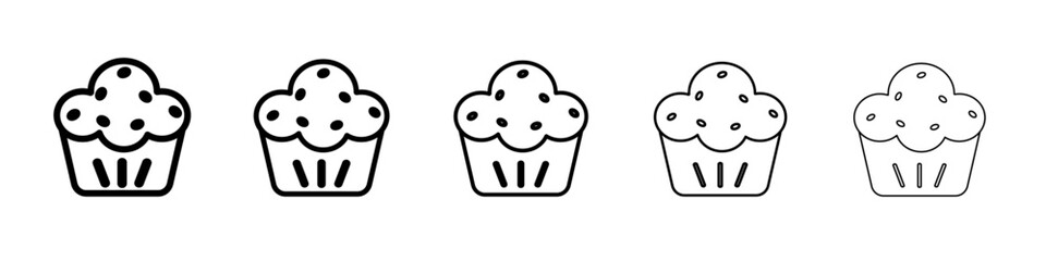 Muffin Icon vector outline symbol or illustration