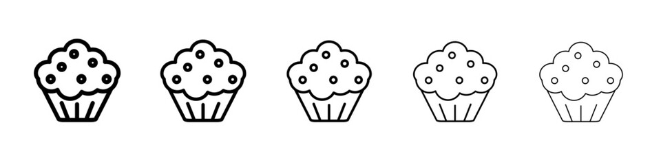 Muffin Icon vector outline symbol or illustration