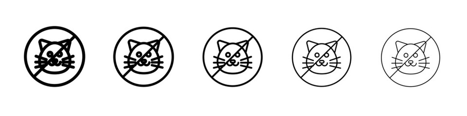 Obraz premium No cats allowed icon vector outline symbol or illustration