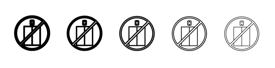 No Elevator Sign icon vector outline symbol or illustration