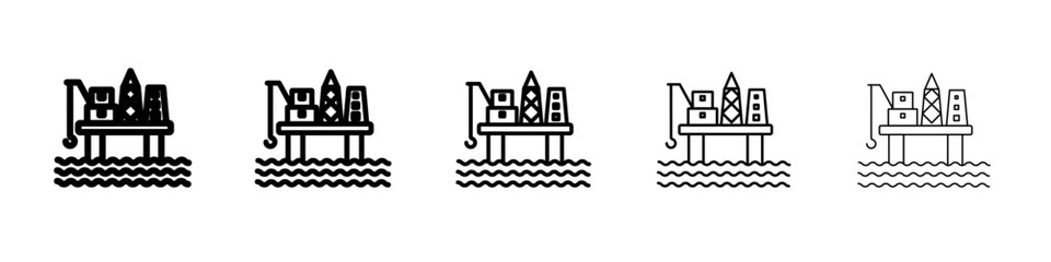 Oil platform icon vector outline symbol or illustration