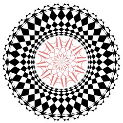 A collection of intricate black and white circular geometric patterns, Each design features unique radial symmetry and alternating shapes, creating a stunning visual effect.
