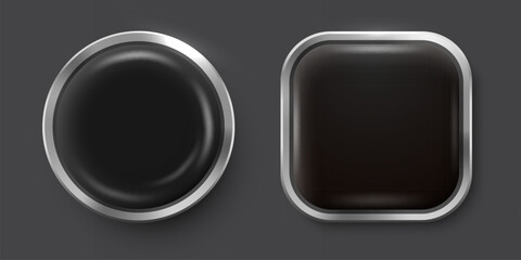 luxury Button or Frame. Glossy metal banner. Vector illustration