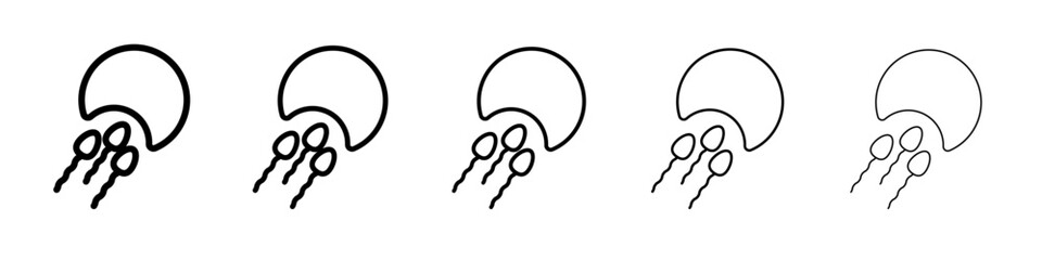 ovule being fertilized by sperm icon vector outline symbol or illustration