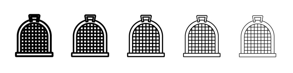Pet cage icon vector outline symbol or illustration