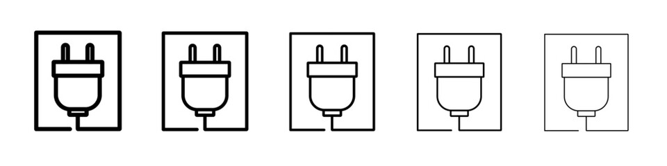 Plug icon vector outline symbol or illustration