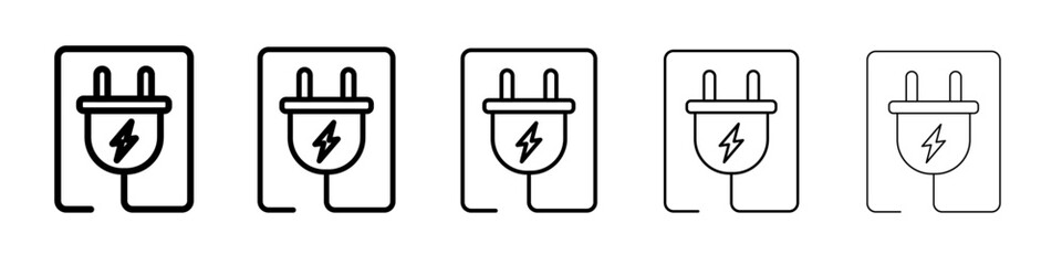 Plug icon vector outline symbol or illustration