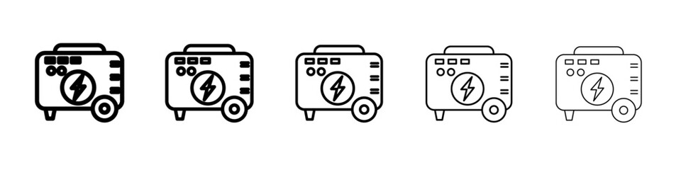 Portable power generator icon vector outline symbol or illustration