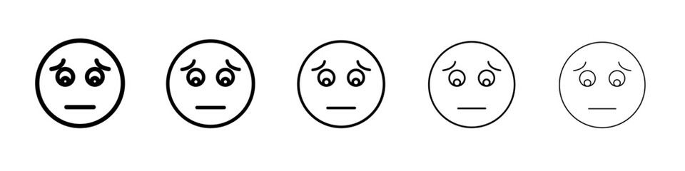 Regret expression icon vector outline symbol or illustration