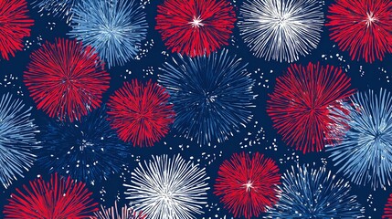 Celebrating summer with vibrant fireworks in patriotic colors a stunning display of joy and freedom against navy sky