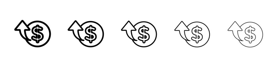 Rise price icon vector outline symbol or illustration