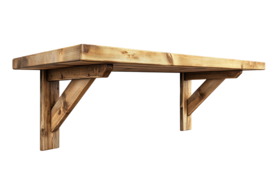 Rustic Wooden Shelf a sturdy display crafted with care perfect for highlighting cherished on transparent background