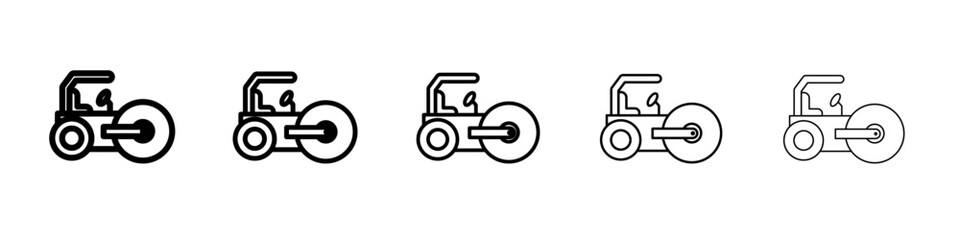 Road roller icon vector outline symbol or illustration