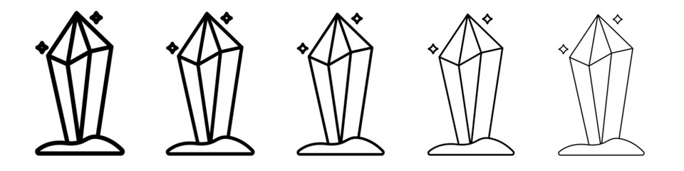 Rock stone crystal icon vector outline symbol or illustration