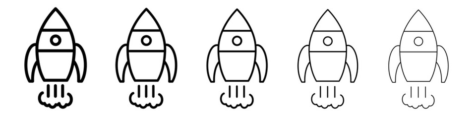 Rocket Spaceship Startup icon vector outline symbol or illustration