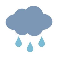 Vector illustration of blue clouds with raindrops. The weather forecast icon.