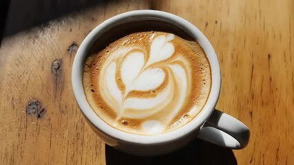 Aromatic coffee cup with latte art - Powered by Adobe