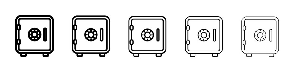 Safe vault box icon vector outline symbol or illustration