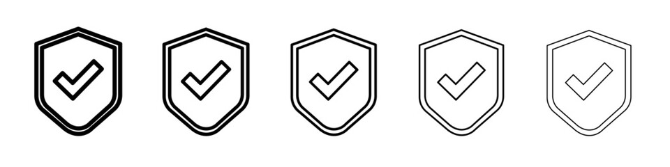 sheild tick icon vector outline symbol or illustration