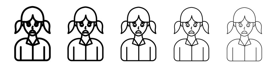 Shocked Girl icon vector outline symbol or illustration