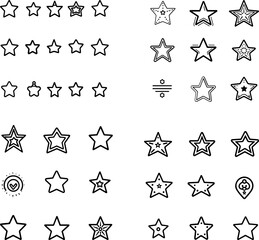 Obraz premium star icons star rating favorite star symbol five-star star badge award achievement excellence star button star shape star icon set star feature glowing star star mark success high rat