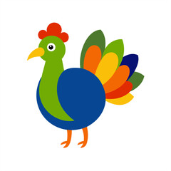 Colorful Turkey Bird Drawing Vector on Transparent Background for Web and Graphic Design
