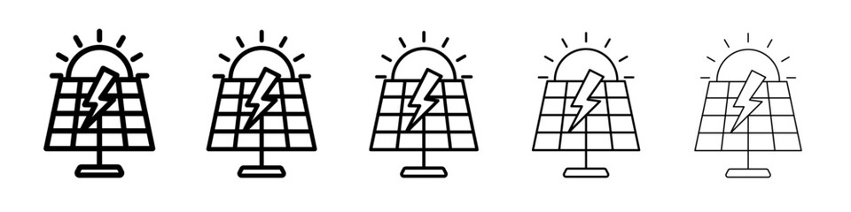 Solar energy icon vector outline symbol or illustration