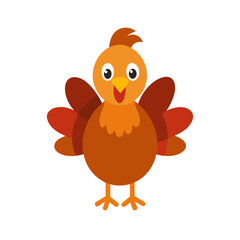 Cute Turkey Character Vector Illustration on Transparent Background for Web and Graphic Design