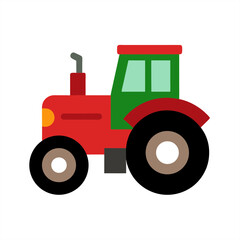 Farm Tractor Vector Illustration on Transparent Background for Web and Graphic Design